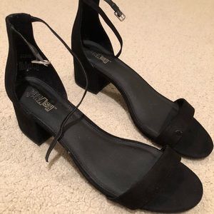 Brash Black Strappy Block Heel